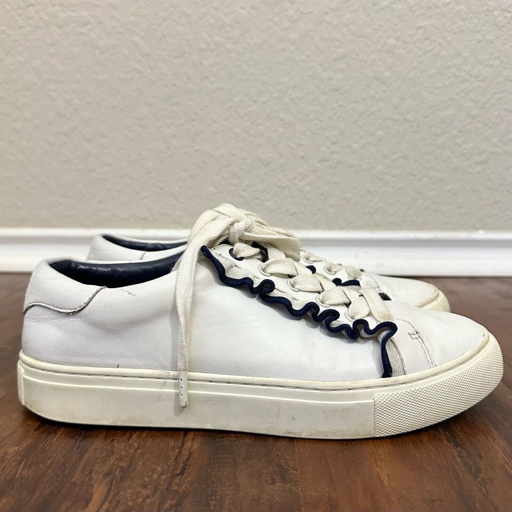 TORY BURCH SPORT Ruffled Leather Lace-Up Fashion Sneakers in White